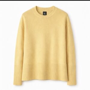 GAP Pale Yellow Crewneck Sweater XL | Ribbed Hem Knit